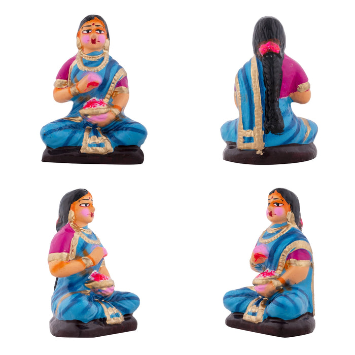 Lakshmi Vilakku Poojai Clay Golu Bommai Set - 15 x 9 Inches | Giri Golu Doll/ Navaratri Golu Bomma/Gombe/Bommai