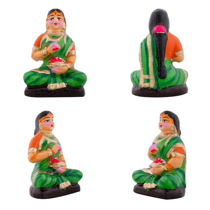 Lakshmi Vilakku Poojai Clay Golu Bommai Set - 15 x 9 Inches | Giri Golu Doll/ Navaratri Golu Bomma/Gombe/Bommai