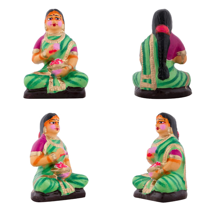 Lakshmi Vilakku Poojai Clay Golu Bommai Set - 15 x 9 Inches | Giri Golu Doll/ Navaratri Golu Bomma/Gombe/Bommai