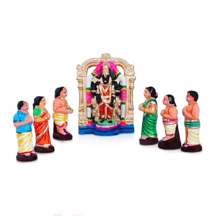 Tirupati Netra Darisanam Clay Golu Bommai Set - 10 x 7 Inches | Giri Golu Doll/Navaratri Golu Bomma/Gombe/Bommai