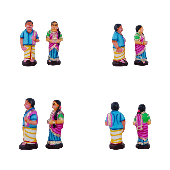 Marriage Clay Golu Bommai Set - 13 x 13 Inches | Giri Golu Doll/ Navaratri Golu Bomma/ Gombe/ Bommai