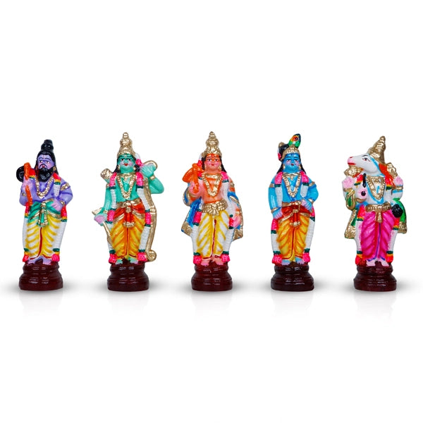 Dasavatharam Clay Golu Bommai Set - 6 x 3.5 Inches | Giri Golu Doll/ Navaratri Golu Bomma/Gombe/Bommai