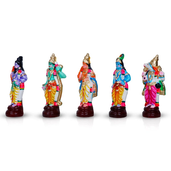 Dasavatharam Clay Golu Bommai Set - 6 x 3.5 Inches | Giri Golu Doll/ Navaratri Golu Bomma/Gombe/Bommai