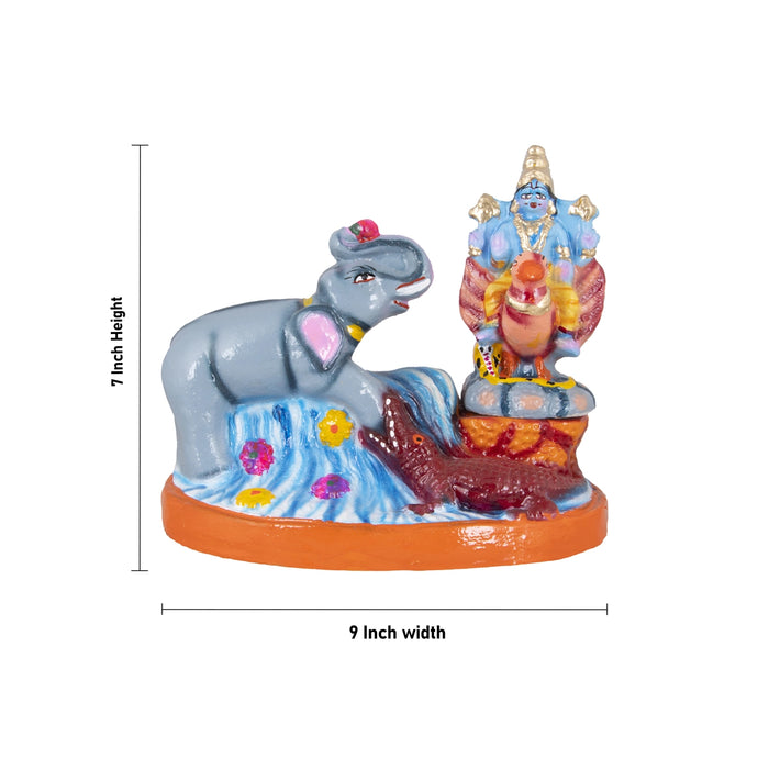 Gajendra Moksham Clay Golu Bommai Set - 7 x 9 Inches | Giri Golu Doll/ Navaratri Golu Bomma/Gombe/Bommai