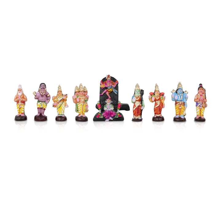 Pradosha Sivan Clay Golu Bommai Set - 9 x 7 Inches | Giri Golu Doll/ Navaratri Golu Bomma/Gombe/Bommai