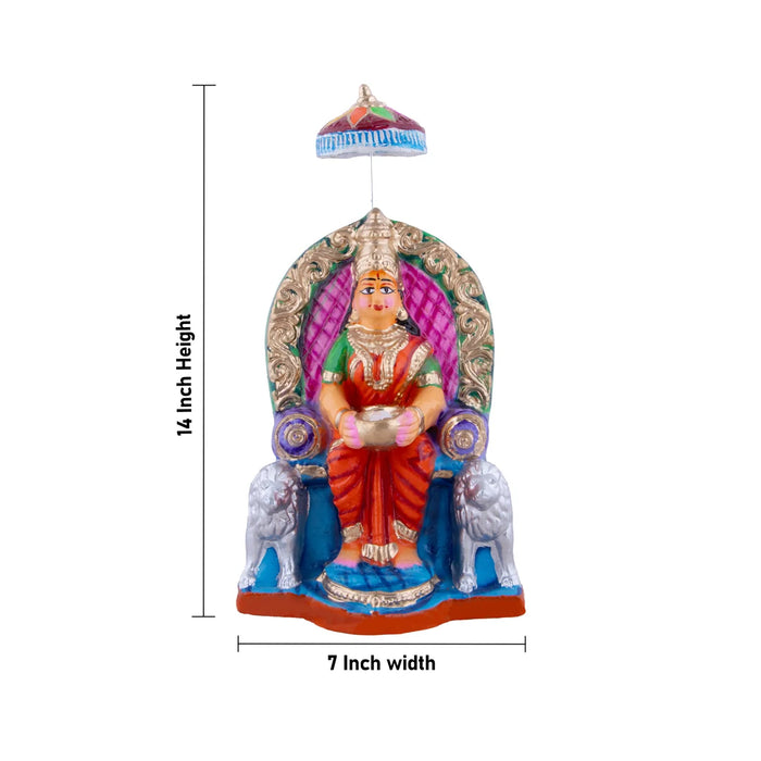 Annapurna Devi Clay Golu Bommai Pair - 14 x 7 Inches | Giri Golu Doll/ Navaratri Golu Bomma/Gombe/Bommai