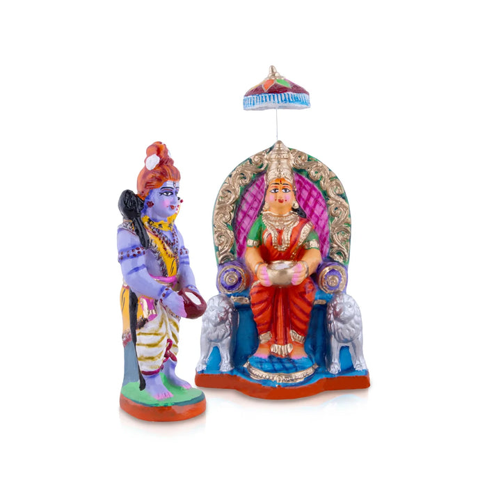 Annapurna Devi Clay Golu Bommai Pair - 14 x 7 Inches | Giri Golu Doll/ Navaratri Golu Bomma/Gombe/Bommai