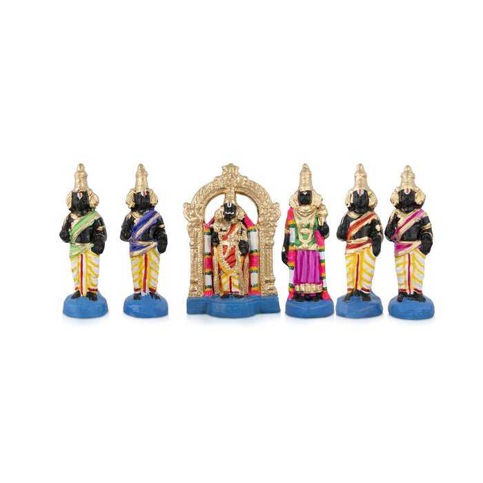 Parthasarathy Perumal Utsavar Clay Golu Bommai Set - 10 x 6 Inches | Giri Golu Doll/ Navaratri Golu Bomma/Gombe