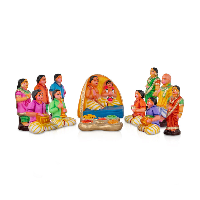 Upanayanam Clay Golu Bommai Set - 6 x 6 Inches | Giri Golu Doll/ Navaratri Golu Bomma/Gombe/Bommai