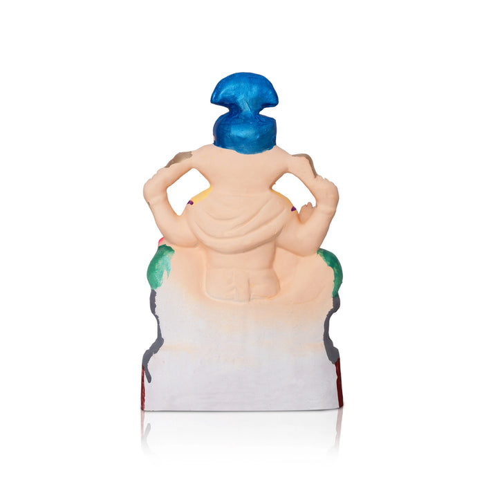 Sitting Ganesh Murti- 8 x 4.5 Inches | Clay Sculpture/ Vinayaka Statue With Turban/ Ganapati Chaturthi