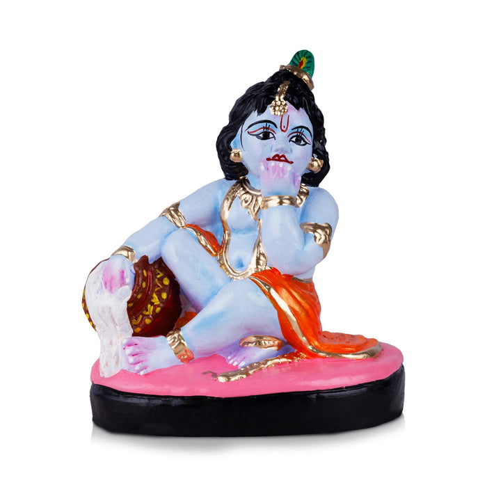 Butter Krishna Clay Golu Bommai - 7 x 6 Inches | Giri Golu Doll/ Navaratri Golu Bommai/Gombe
