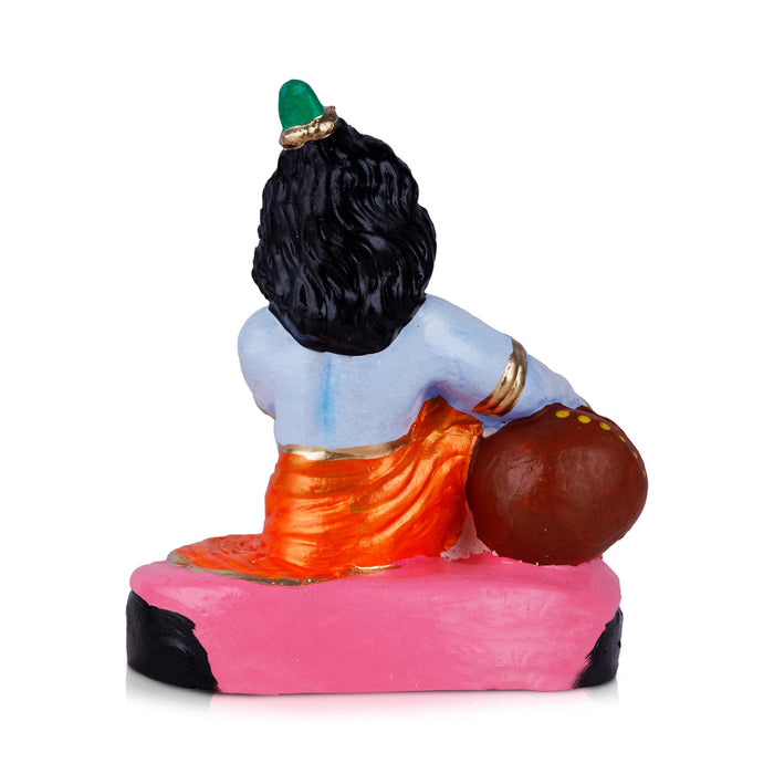 Butter Krishna Clay Golu Bommai - 7 x 6 Inches | Giri Golu Doll/ Navaratri Golu Bommai/Gombe