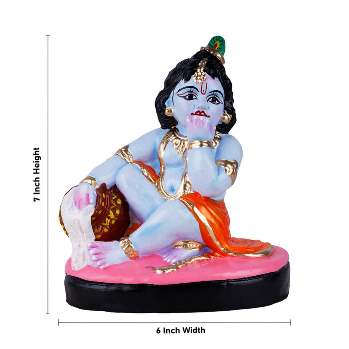 Butter Krishna Clay Golu Bommai - 7 x 6 Inches | Giri Golu Doll/ Navaratri Golu Bommai/Gombe