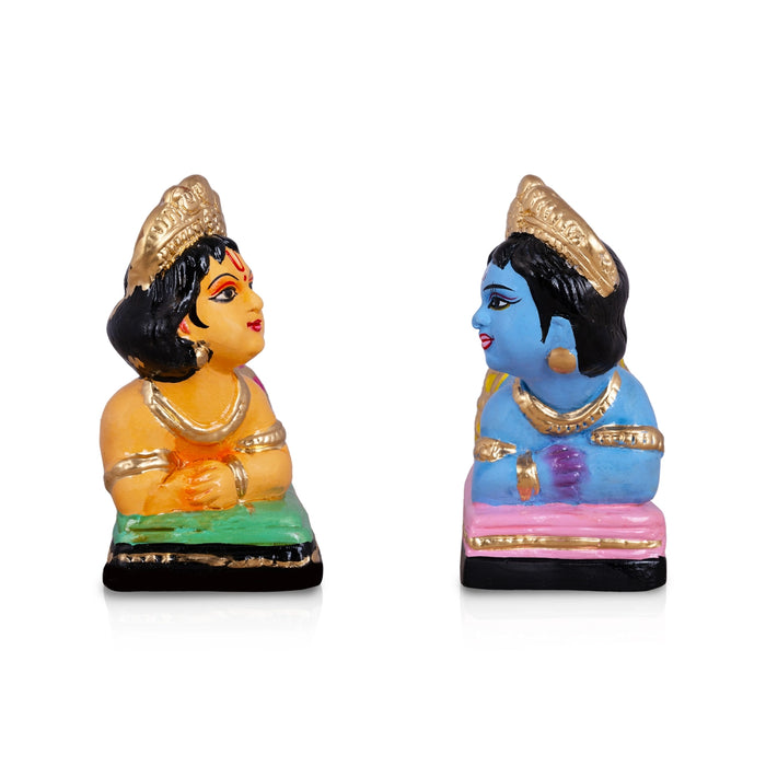 Krishna Balaram Clay Golu Bommai Pair - 6 x 6 Inches | Giri Golu Doll/ Navaratri Golu Bommalu/ Gombe