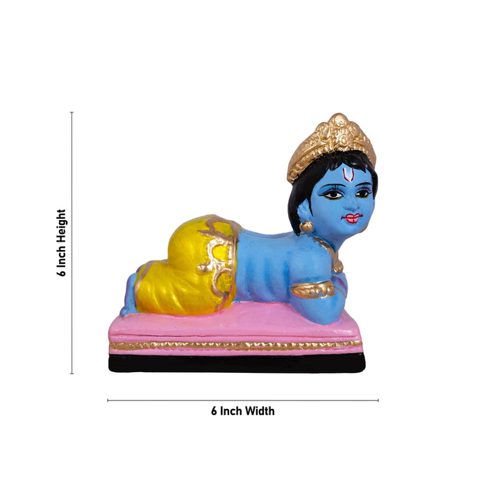 Krishna Balaram Clay Golu Bommai Pair - 6 x 6 Inches | Giri Golu Doll/ Navaratri Golu Bommalu/ Gombe