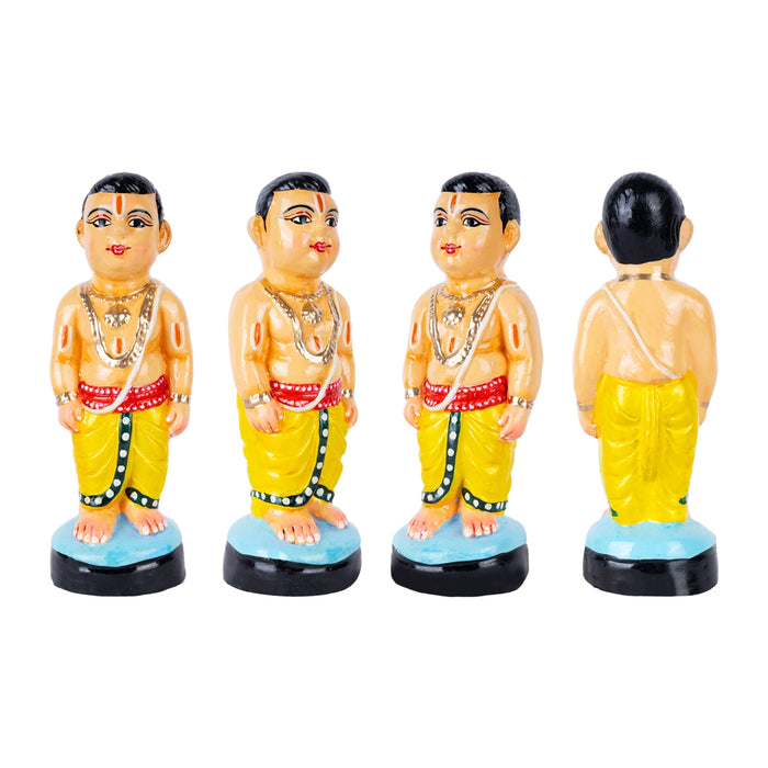 Iyer Couple Clay Golu Bommai Pair - 7 x 2.5 Inches | Giri Golu Doll/ Navaratri Golu Bomma/Gombe