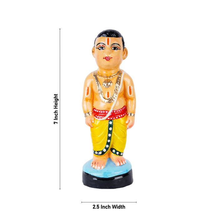 Iyer Couple Clay Golu Bommai Pair - 7 x 2.5 Inches | Giri Golu Doll/ Navaratri Golu Bomma/Gombe