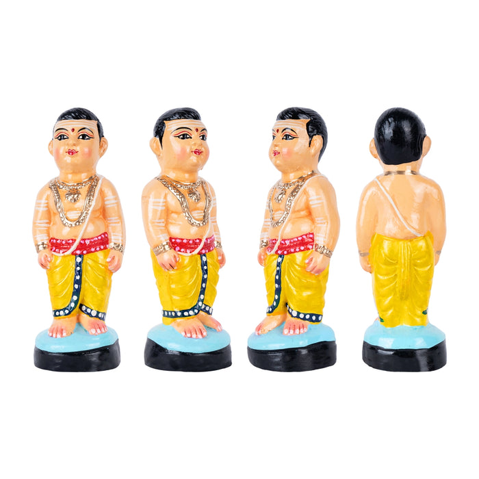 Iyer Couple Clay Golu Bommai Pair - 7 x 2.5 Inches | Giri Golu Doll/ Navaratri Kolu Bomma/Bommalu