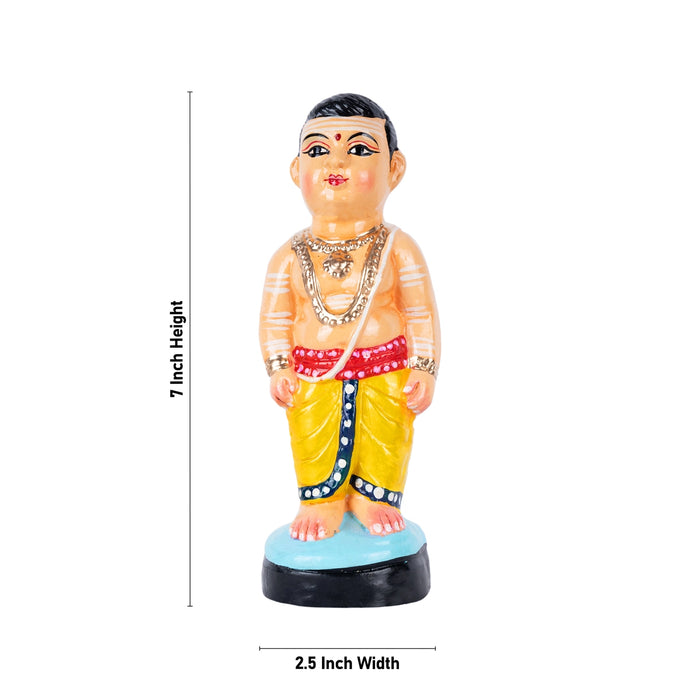 Iyer Couple Clay Golu Bommai Pair - 7 x 2.5 Inches | Giri Golu Doll/ Navaratri Kolu Bomma/Bommalu