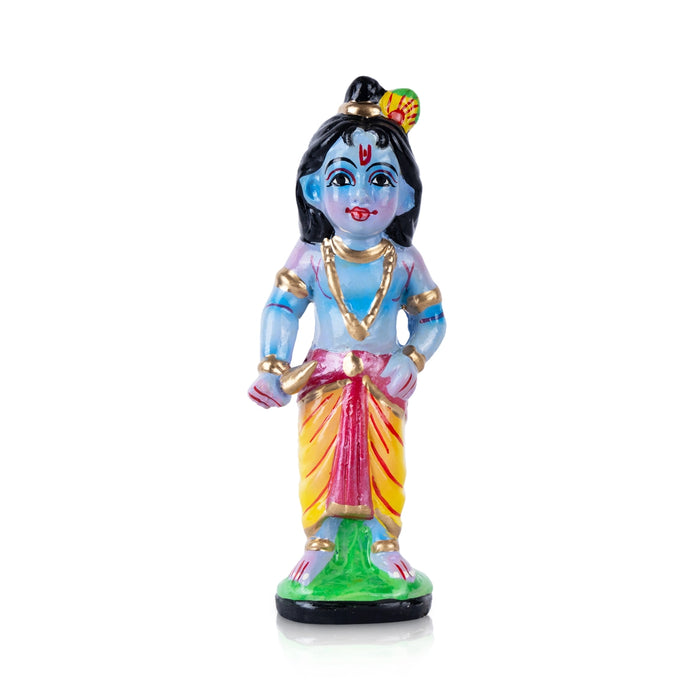 Bal Krishna Clay Golu Bommai - 7 x 2.5 Inches | Giri Golu Doll/ Navaratri Golu Bomma/ Gombe/ Bommalu