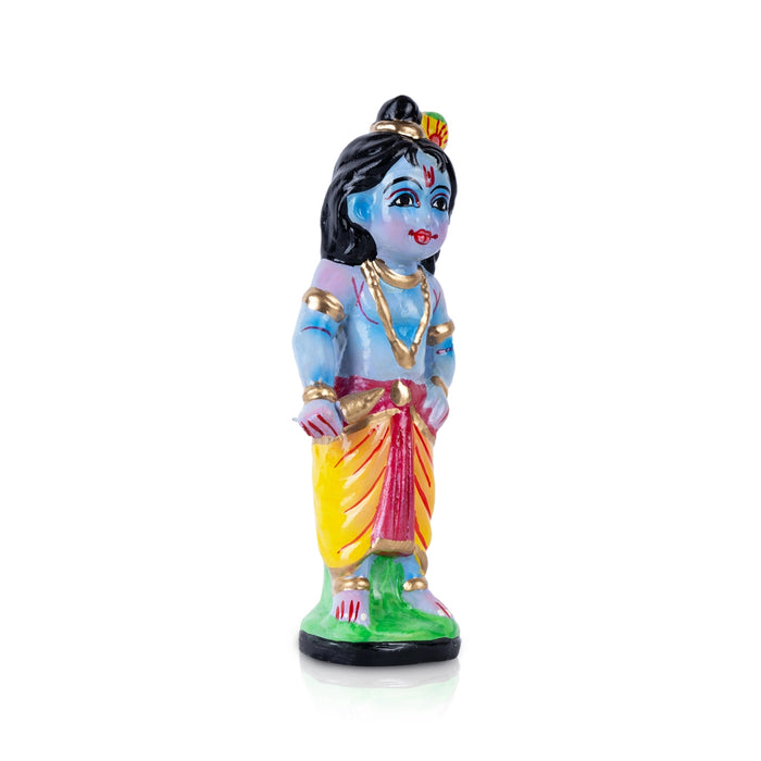 Bal Krishna Clay Golu Bommai - 7 x 2.5 Inches | Giri Golu Doll/ Navaratri Golu Bomma/ Gombe/ Bommalu