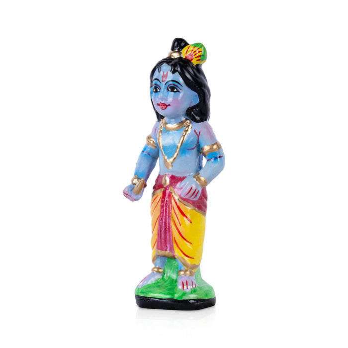 Bal Krishna Clay Golu Bommai - 7 x 2.5 Inches | Giri Golu Doll/ Navaratri Golu Bomma/ Gombe/ Bommalu
