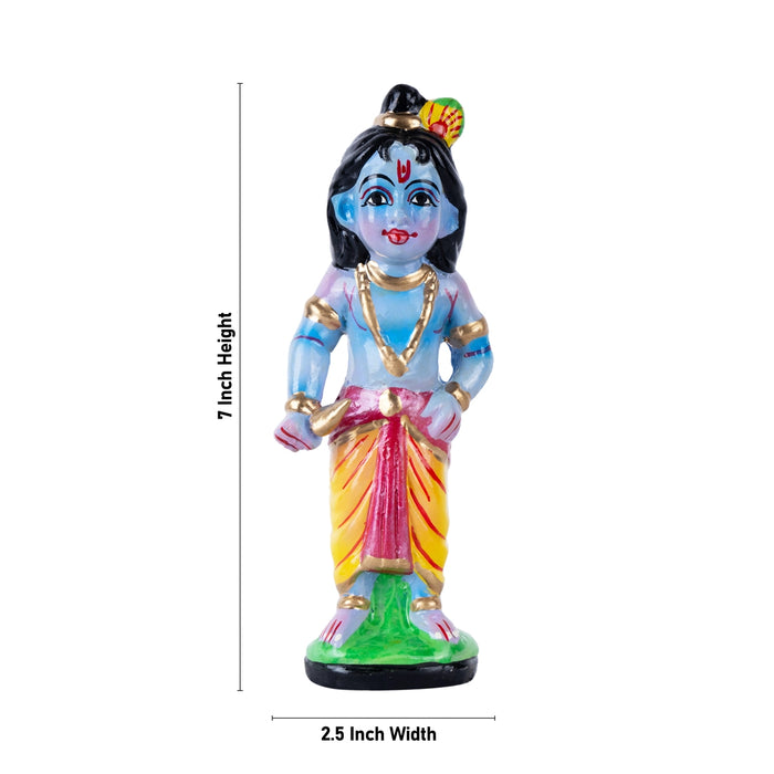 Bal Krishna Clay Golu Bommai - 7 x 2.5 Inches | Giri Golu Doll/ Navaratri Golu Bomma/ Gombe/ Bommalu