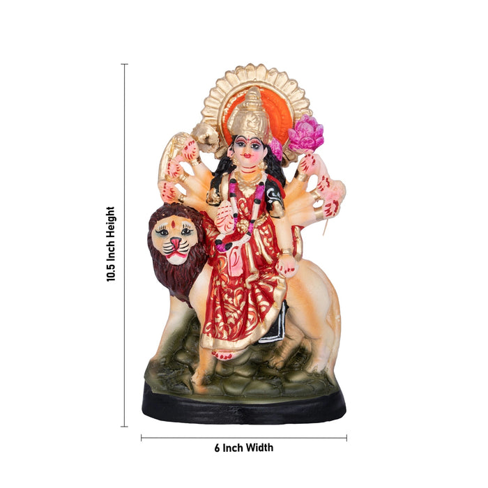 Durga Idol Clay Golu Bommai - 10.5 X 6 Inches | Giri Golu Doll/ Navaratri Gombe/ Navratri Decor