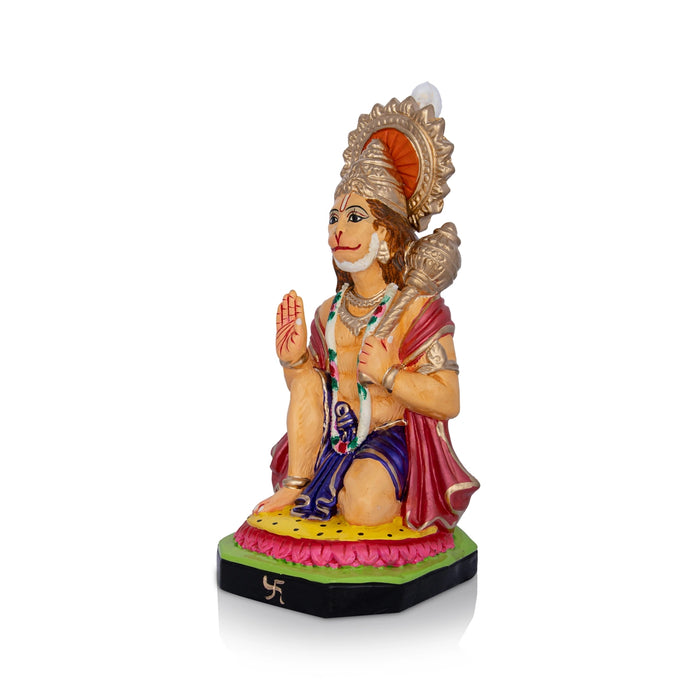 Hanuman Sitting Clay Golu Bommai - 12 x 6 Inches | Giri Golu Doll/ Navaratri Golu Bomma/ Dasara Doll