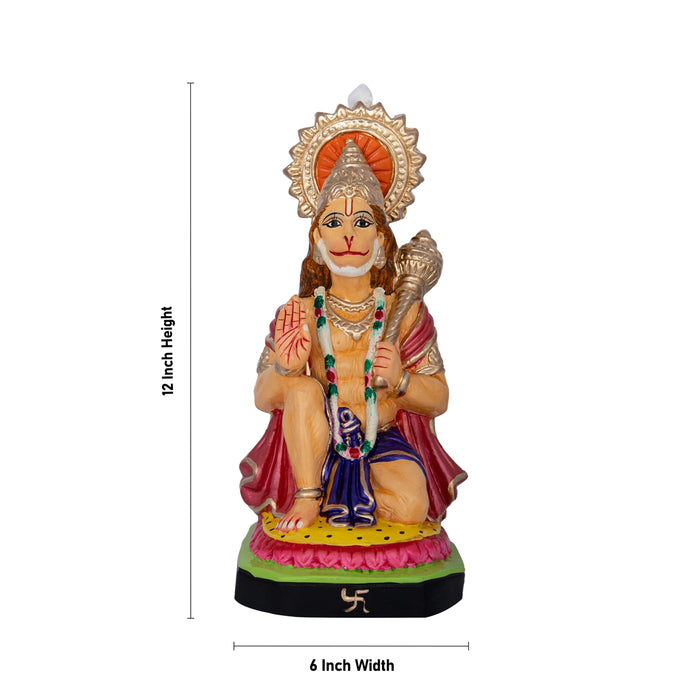 Hanuman Sitting Clay Golu Bommai - 12 x 6 Inches | Giri Golu Doll/ Navaratri Golu Bomma/ Dasara Doll
