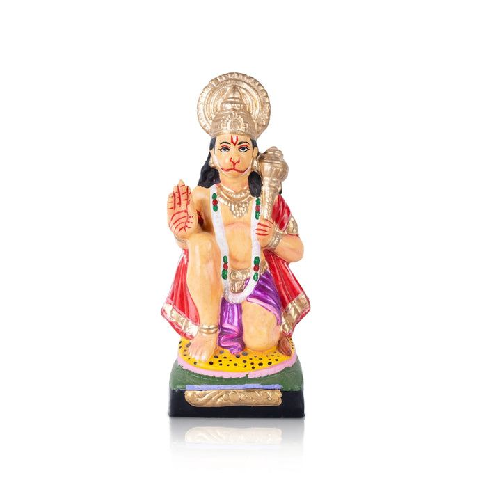 Hanuman Sitting Clay Golu bommai - 8 x 3.5 Inches | Giri Golu Doll/ Navaratri Golu Bommai/ Bommalu