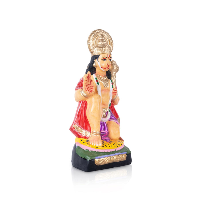 Hanuman Sitting Clay Golu bommai - 8 x 3.5 Inches | Giri Golu Doll/ Navaratri Golu Bommai/ Bommalu