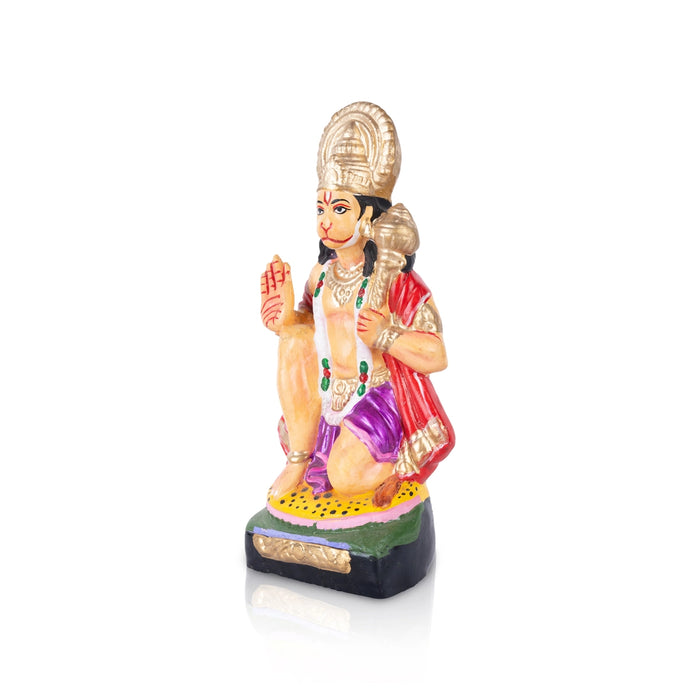Hanuman Sitting Clay Golu bommai - 8 x 3.5 Inches | Giri Golu Doll/ Navaratri Golu Bommai/ Bommalu