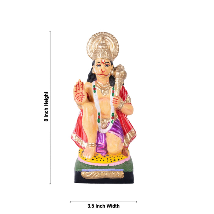 Hanuman Sitting Clay Golu bommai - 8 x 3.5 Inches | Giri Golu Doll/ Navaratri Golu Bommai/ Bommalu