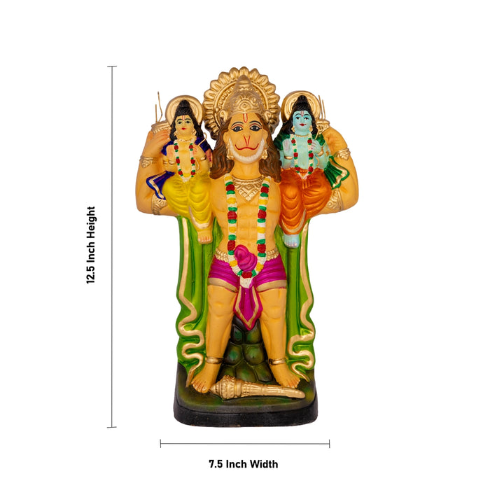 Ram Lakshman Hanuman Clay Golu Bommai - 12.5 x 7.5 Inches | Giri Golu doll/ Navaratri Kolu Bomma/ Dasara Doll