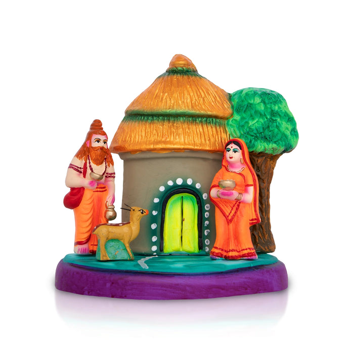 Ravanan Sita Apaharanam Clay Golu Bommai - 8 x 8 Inches | Giri Golu Doll / Navaratri Kolu Bommalu / Bommai