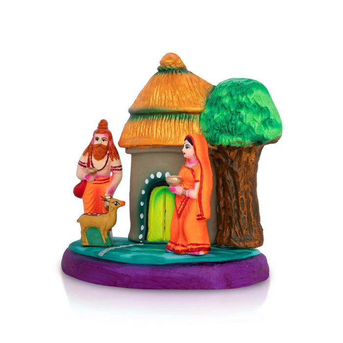 Ravanan Sita Apaharanam Clay Golu Bommai - 8 x 8 Inches | Giri Golu Doll / Navaratri Kolu Bommalu / Bommai