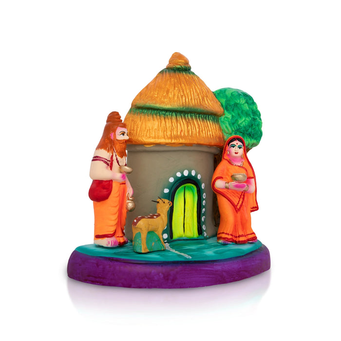 Ravanan Sita Apaharanam Clay Golu Bommai - 8 x 8 Inches | Giri Golu Doll / Navaratri Kolu Bommalu / Bommai