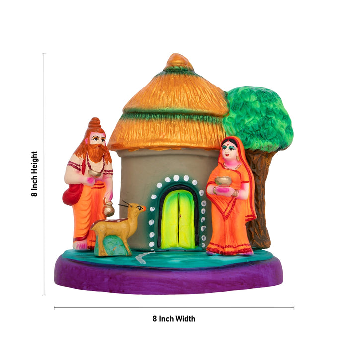 Ravanan Sita Apaharanam Clay Golu Bommai - 8 x 8 Inches | Giri Golu Doll / Navaratri Kolu Bommalu / Bommai