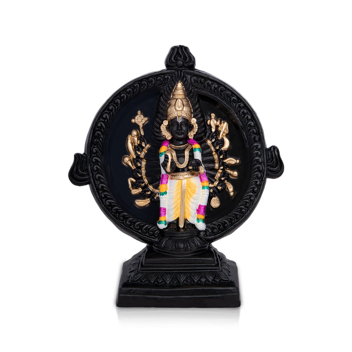 Sri Sudarshanar Clay Golu Bommai - 9 x 7.5 Inches | Giri Golu Doll/ Navaratri Golu Bomma/ Gombe