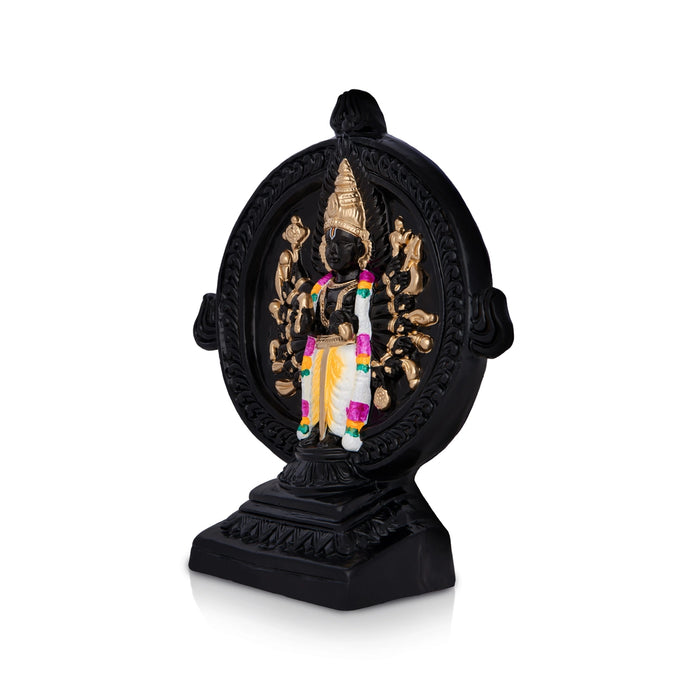 Sri Sudarshanar Clay Golu Bommai - 9 x 7.5 Inches | Giri Golu Doll/ Navaratri Golu Bomma/ Gombe