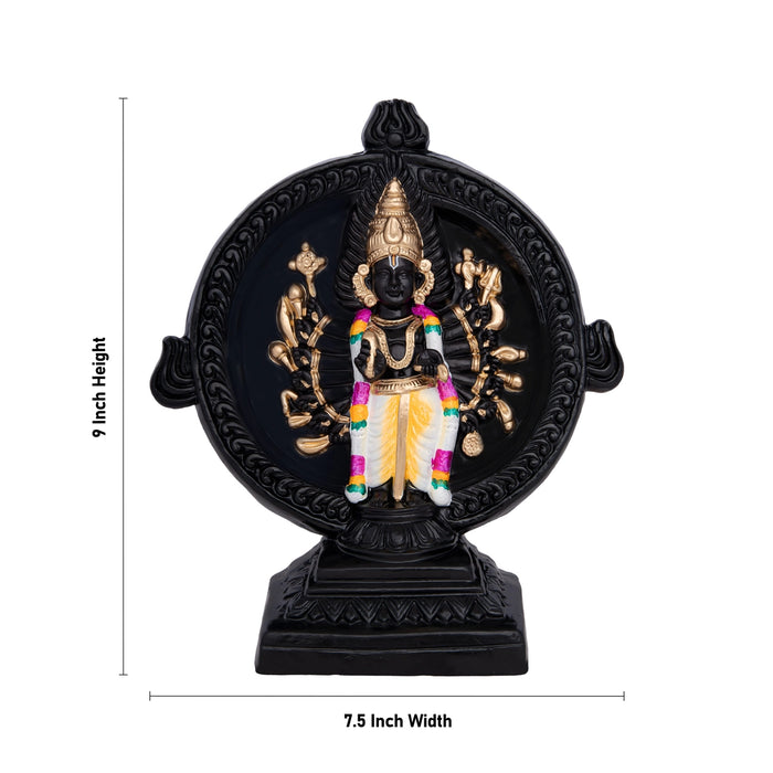 Sri Sudarshanar Clay Golu Bommai - 9 x 7.5 Inches | Giri Golu Doll/ Navaratri Golu Bomma/ Gombe