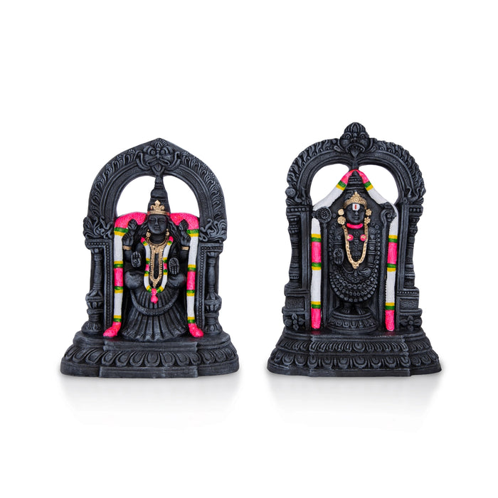 Perumal Thayar Clay Golu Bommai Pair - 8 x 5 Inches | Giri Golu Bomma/ Dasara Doll/ Gombe/ Kolu Doll