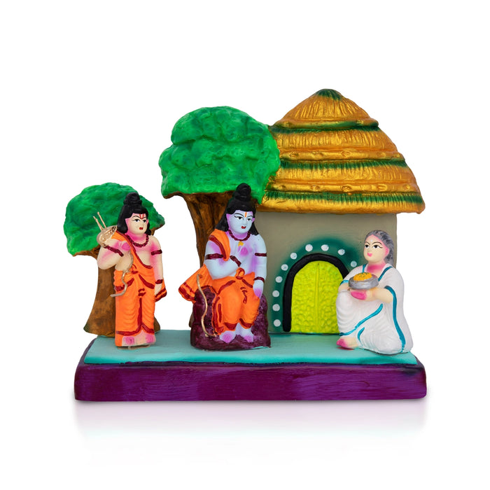 Ramayanam Shabari Bhakti Clay Golu Bommai - 7.5 x 8.5 Inches | Giri Golu Doll/ Navaratri Golu Bomma/ Bommai