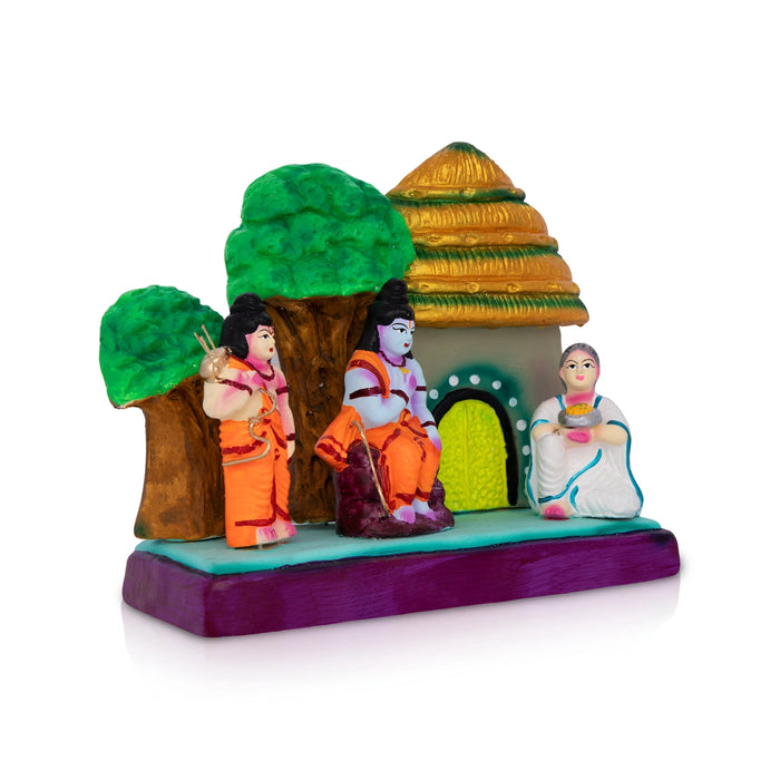 Ramayanam Shabari Bhakti Clay Golu Bommai - 7.5 x 8.5 Inches | Giri Golu Doll/ Navaratri Golu Bomma/ Bommai
