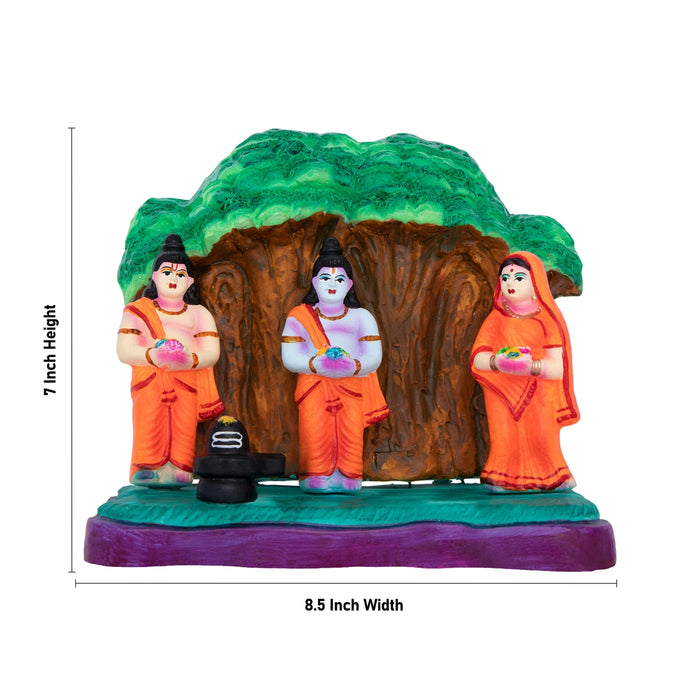 Ram Lakshman Sita Shiva Pooja Clay Golu Bommai - 7 x 8.5 Inches | Giri Golu doll/ Navaratri Kolu Gombe/ Bomma