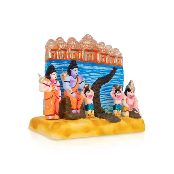 Ramayanam Sethu Bhandhanam Clay Golu Bommai Set - 8 x 9 Inches | 4 Pcs/ Giri Golu Doll/ Navaratri Golu Bommalu
