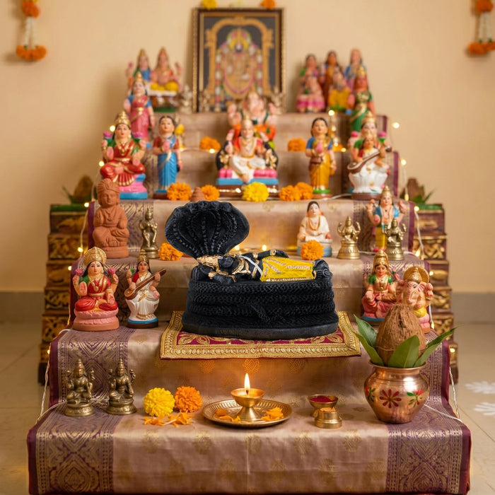 Ranganathar Black Clay Golu Bommai - 9 x 10.5 Inches | Giri Golu doll/ Navaratri Kolu Bomma/ Dasara Doll/ Gombe