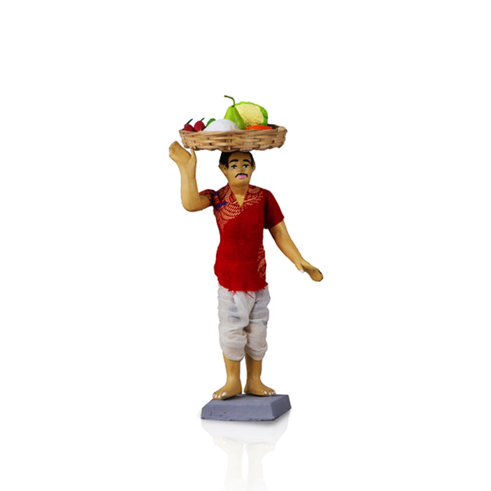 Fruits & Vegetable Seller Clay Golu Bommai - 8 Inches | Giri Golu Doll/ Navaratri Golu Bomma/Gombe/Bommai