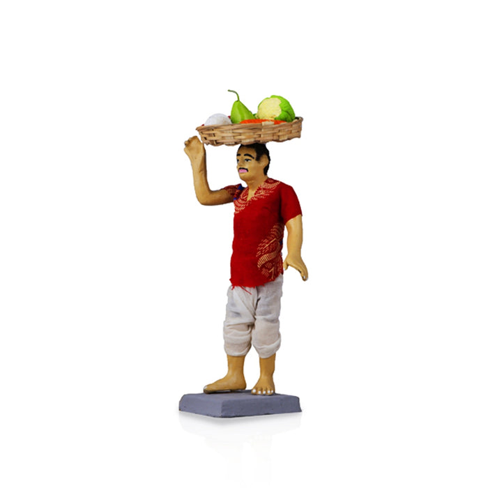 Fruits & Vegetable Seller Clay Golu Bommai - 8 Inches | Giri Golu Doll/ Navaratri Golu Bomma/Gombe/Bommai